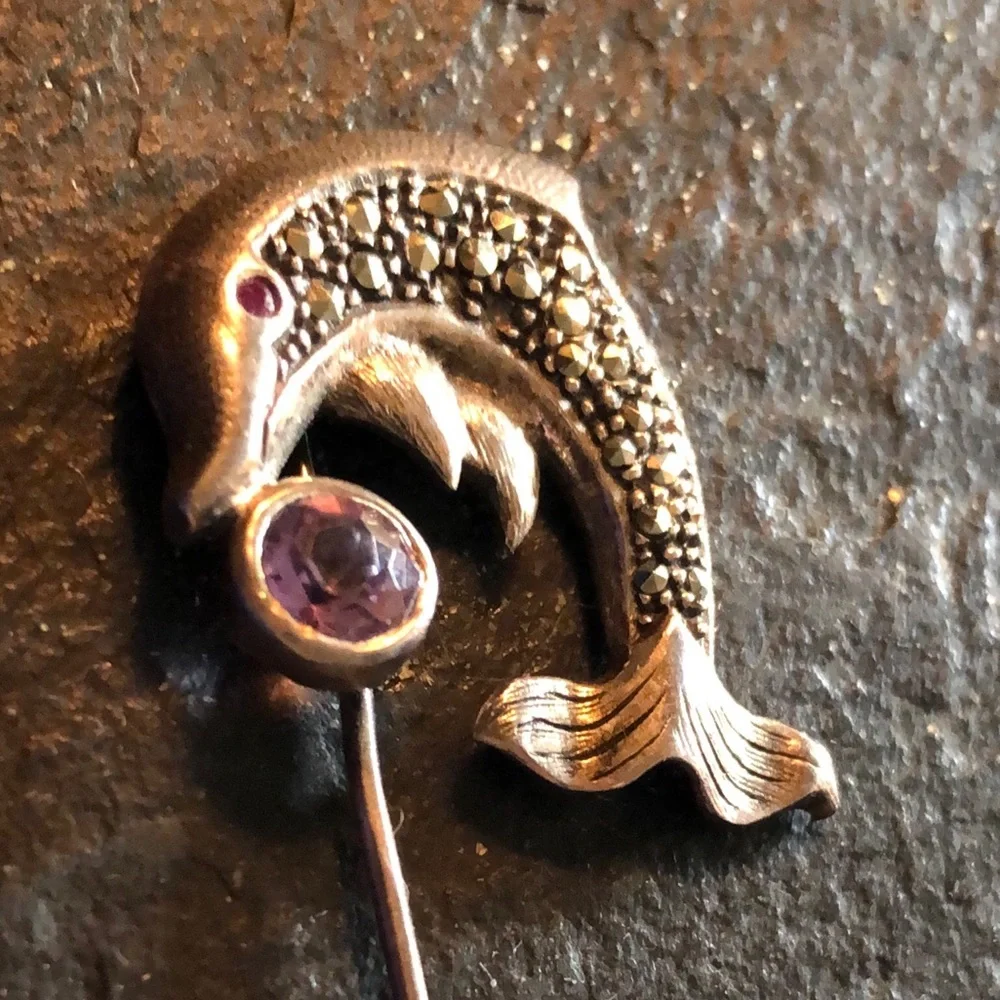 Vintage Dolphin Marcasite Stickpin